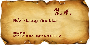 Nádassy Anetta névjegykártya